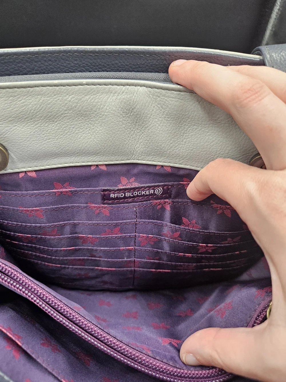 Anuschka Gray Crossbody with Colorful Floral Lion Motif